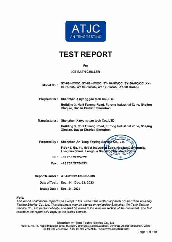 Syochi ice bath chiller CE certificates 3